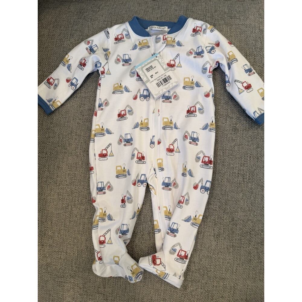Kissy Kissy Construction Pima Cotton Zip Footie Newborn NWT $50